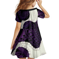 Purple Galaxy Polynesia Tribal Octopus Tattoo Kid Short Sleeve Dress Pikake Lei Polynesian Pattern LT14 - Polynesian Pride