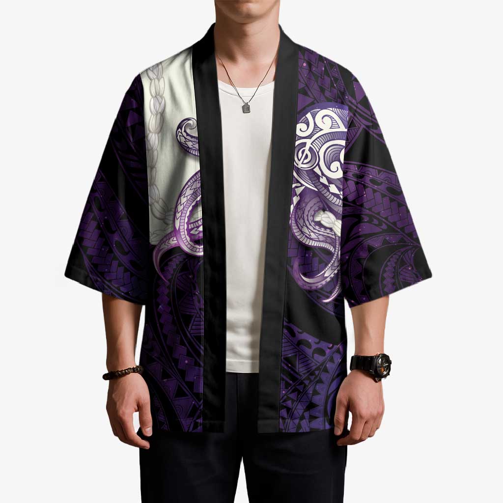 Purple Galaxy Polynesia Tribal Octopus Tattoo Kimono Pikake Lei Polynesian Pattern LT14 - Polynesian Pride