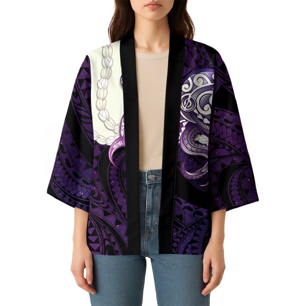 Purple Galaxy Polynesia Tribal Octopus Tattoo Kimono Pikake Lei Polynesian Pattern LT14 - Polynesian Pride