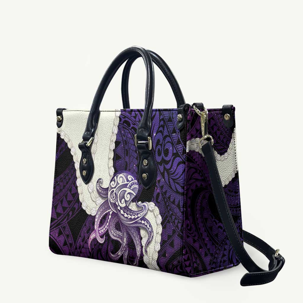 Purple Galaxy Polynesia Tribal Octopus Tattoo Leather Bag Pikake Lei Polynesian Pattern LT14 Purple - Polynesian Pride