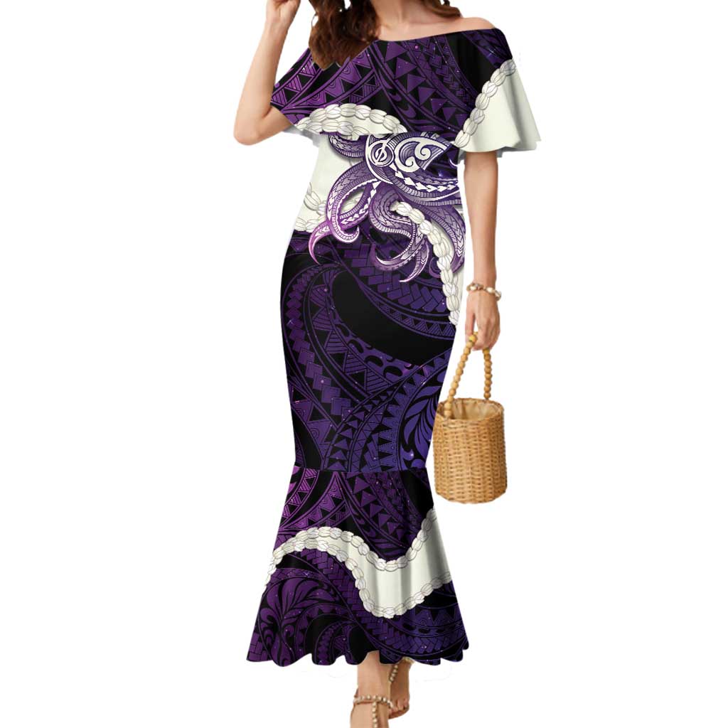 Purple Galaxy Polynesia Tribal Octopus Tattoo Mermaid Dress Pikake Lei Polynesian Pattern LT14 Women Purple - Polynesian Pride