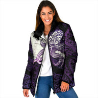 Purple Galaxy Polynesia Tribal Octopus Tattoo Padded Jacket Pikake Lei Polynesian Pattern LT14 Women Purple - Polynesian Pride