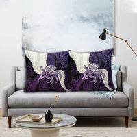 Purple Galaxy Polynesia Tribal Octopus Tattoo Pillow Cover Pikake Lei Polynesian Pattern