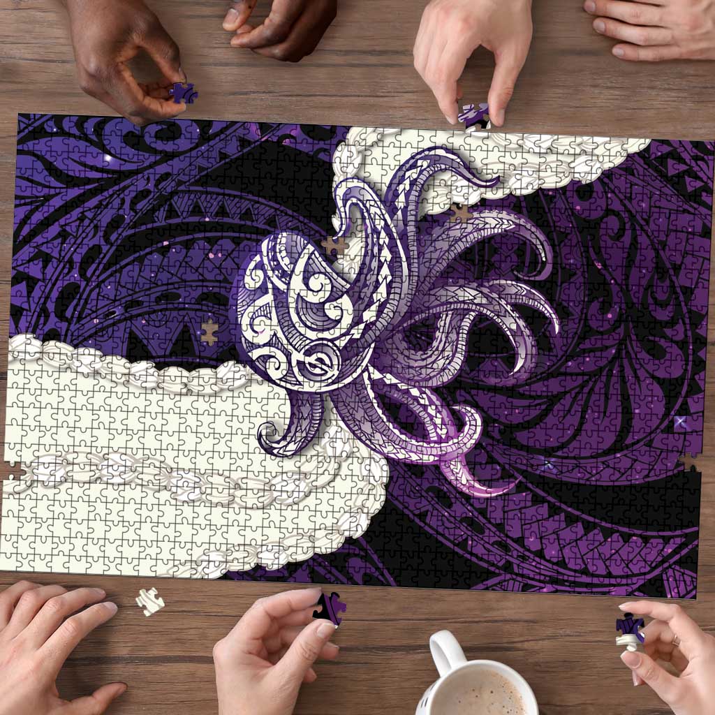 Purple Galaxy Polynesia Tribal Octopus Tattoo Puzzle Pikake Lei Polynesian Pattern