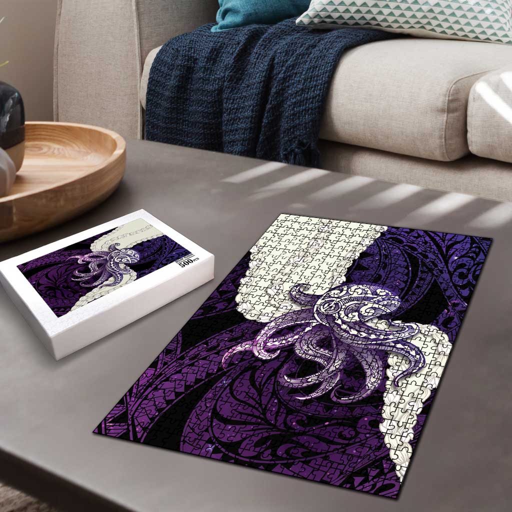 Purple Galaxy Polynesia Tribal Octopus Tattoo Puzzle Pikake Lei Polynesian Pattern