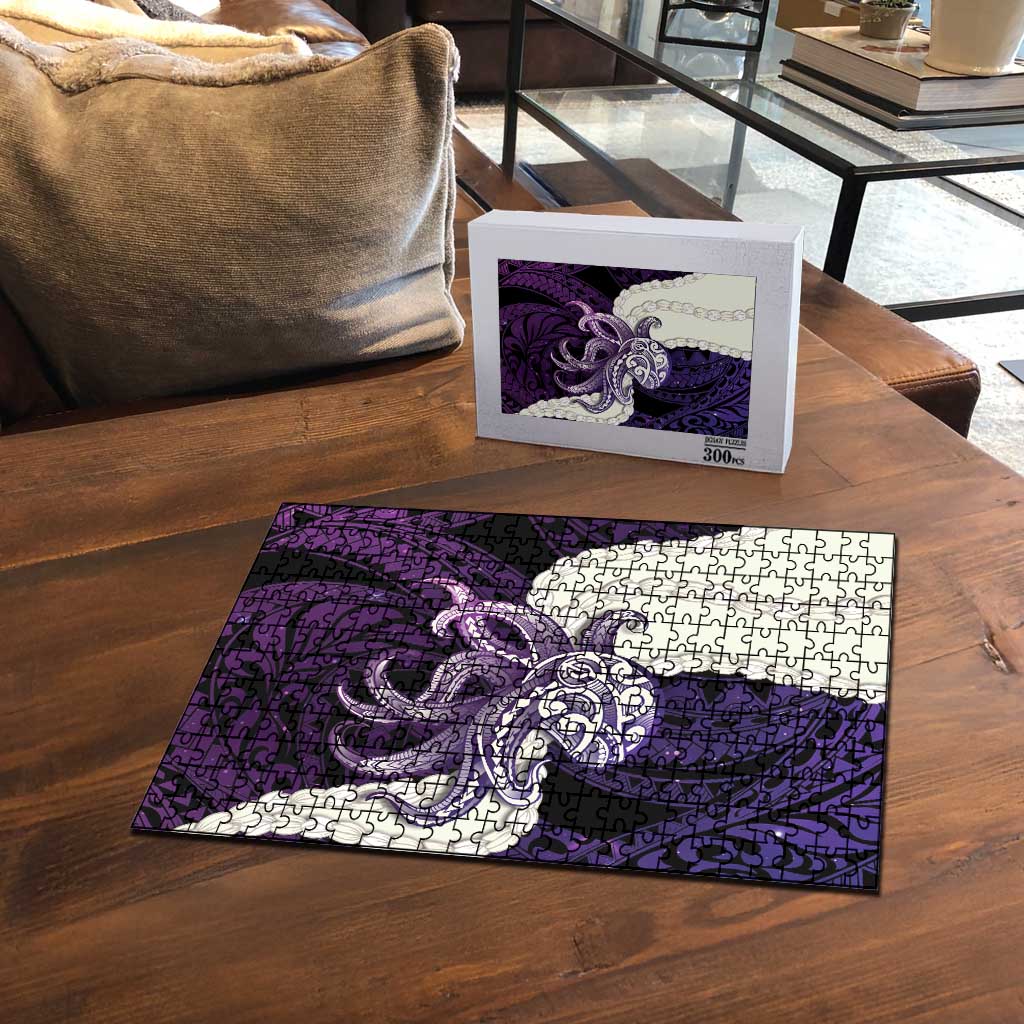 Purple Galaxy Polynesia Tribal Octopus Tattoo Puzzle Pikake Lei Polynesian Pattern
