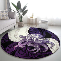 Purple Galaxy Polynesia Tribal Octopus Tattoo Round Carpet Pikake Lei Polynesian Pattern LT14 - Polynesian Pride