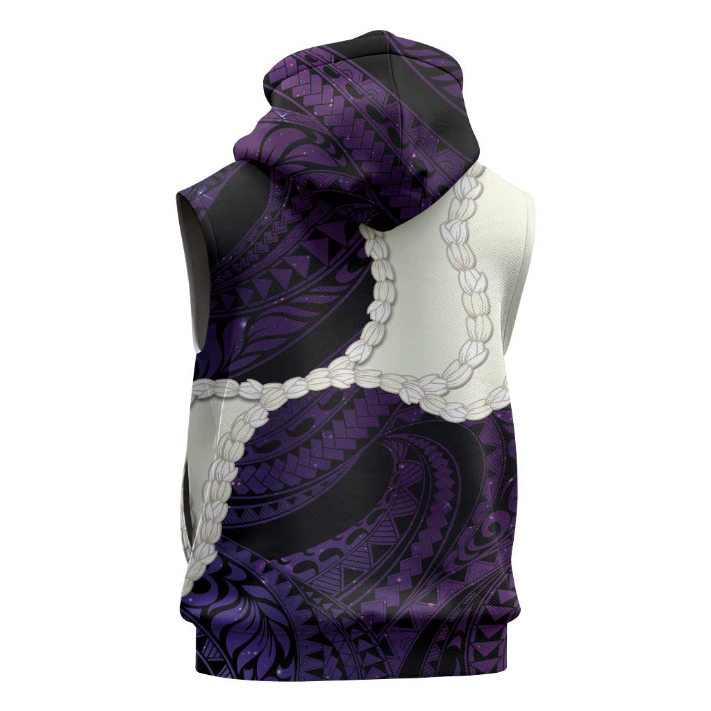Purple Galaxy Polynesia Tribal Octopus Tattoo Sleeveless Zip Hoodie Pikake Lei Polynesian Pattern LT14 - Polynesian Pride