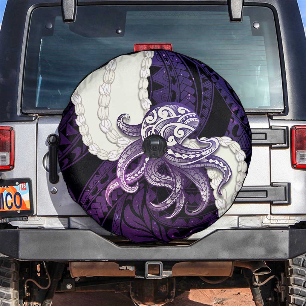 Purple Galaxy Polynesia Tribal Octopus Tattoo Spare Tire Cover Pikake Lei Polynesian Pattern LT14 Purple - Polynesian Pride