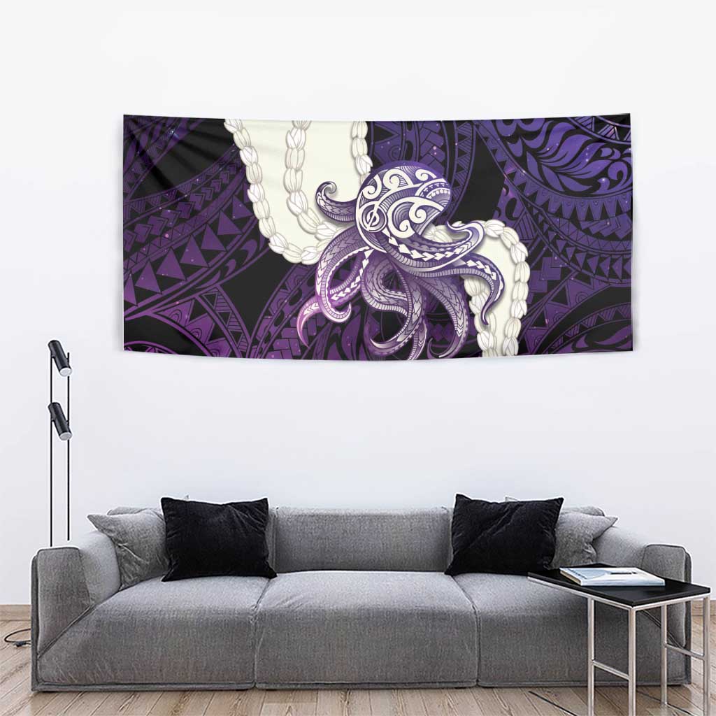 Purple Galaxy Polynesia Tribal Octopus Tattoo Tapestry Pikake Lei Polynesian Pattern LT14 - Polynesian Pride