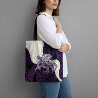 Purple Galaxy Polynesia Tribal Octopus Tattoo Tote Bag Pikake Lei Polynesian Pattern