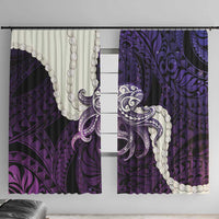 Purple Galaxy Polynesia Tribal Octopus Tattoo Window Curtain Pikake Lei Polynesian Pattern