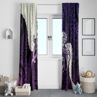 Purple Galaxy Polynesia Tribal Octopus Tattoo Window Curtain Pikake Lei Polynesian Pattern