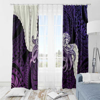 Purple Galaxy Polynesia Tribal Octopus Tattoo Window Curtain Pikake Lei Polynesian Pattern