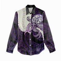 Purple Galaxy Polynesia Tribal Octopus Tattoo Women Casual Shirt Pikake Lei Polynesian Pattern LT14 - Polynesian Pride