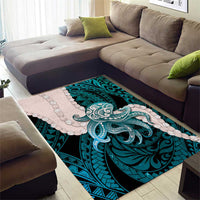 Teal Galaxy Polynesia Tribal Octopus Tattoo Area Rug Pikake Lei Polynesian Pattern LT14 - Polynesian Pride