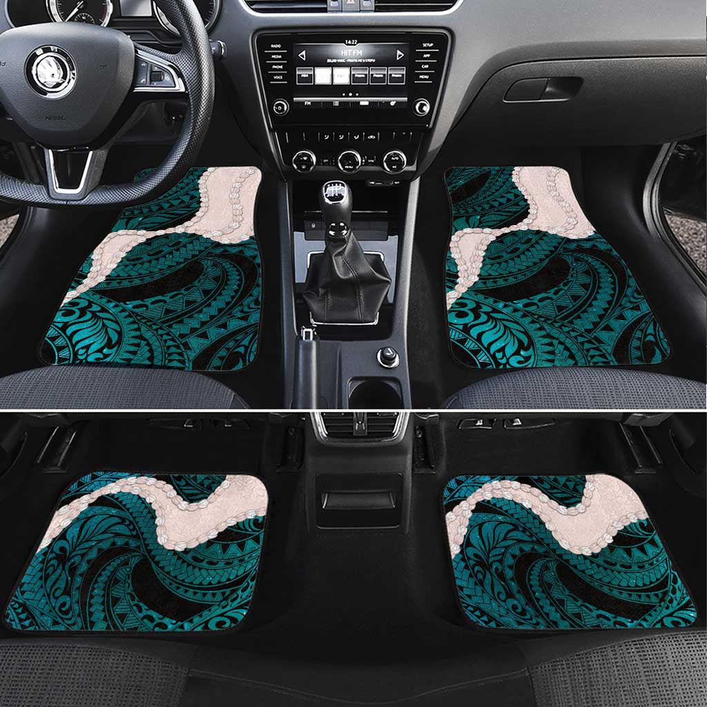 Teal Galaxy Polynesia Tribal Octopus Tattoo Car Mats Pikake Lei Polynesian Pattern LT14 Set 4pcs Teal - Polynesian Pride