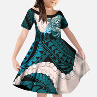Teal Galaxy Polynesia Tribal Octopus Tattoo Family Matching Mermaid Dress and Hawaiian Shirt Pikake Lei Polynesian Pattern