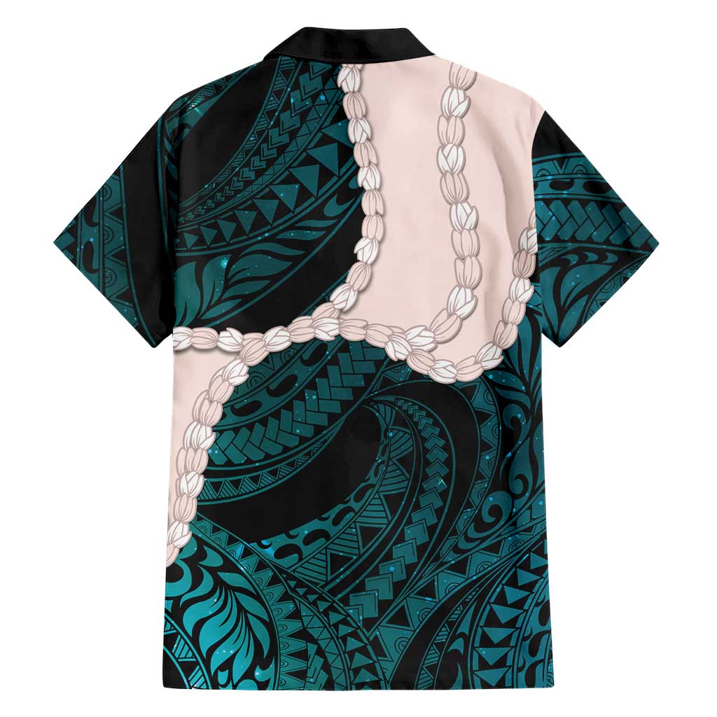 Teal Galaxy Polynesia Tribal Octopus Tattoo Family Matching Mermaid Dress and Hawaiian Shirt Pikake Lei Polynesian Pattern