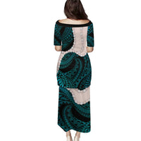 Teal Galaxy Polynesia Tribal Octopus Tattoo Family Matching Puletasi and Hawaiian Shirt Pikake Lei Polynesian Pattern LT14 - Polynesian Pride