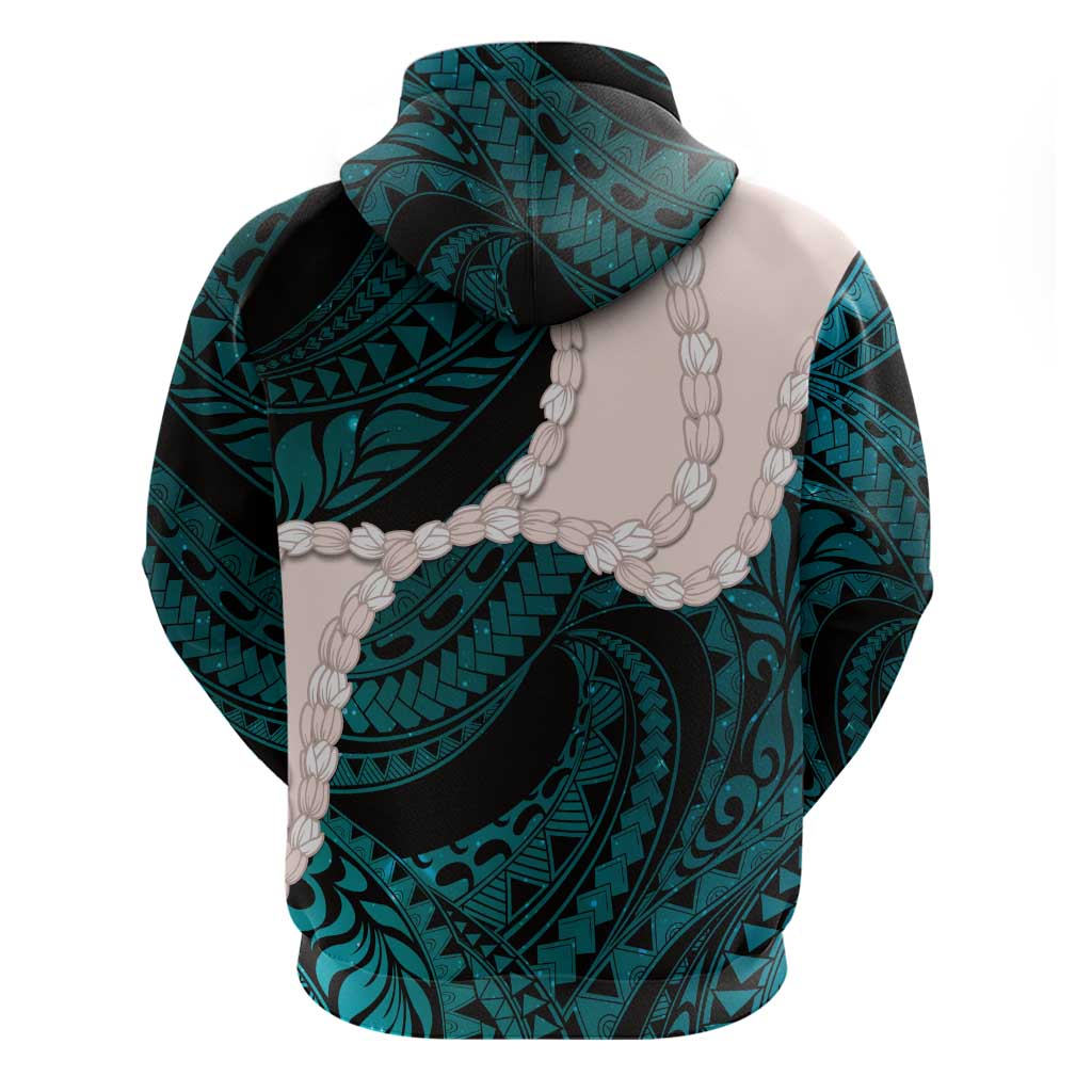 Teal Galaxy Polynesia Tribal Octopus Tattoo Hoodie Pikake Lei Polynesian Pattern
