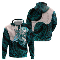 Teal Galaxy Polynesia Tribal Octopus Tattoo Hoodie Pikake Lei Polynesian Pattern