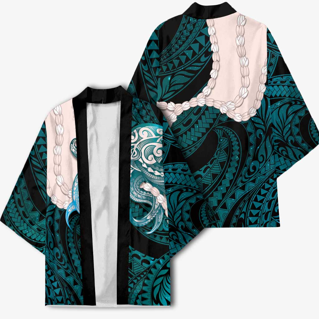Teal Galaxy Polynesia Tribal Octopus Tattoo Kimono Pikake Lei Polynesian Pattern LT14 - Polynesian Pride
