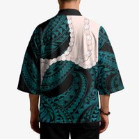 Teal Galaxy Polynesia Tribal Octopus Tattoo Kimono Pikake Lei Polynesian Pattern LT14 - Polynesian Pride