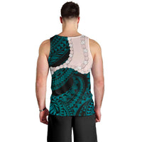 Teal Galaxy Polynesia Tribal Octopus Tattoo Men Tank Top Pikake Lei Polynesian Pattern LT14 - Polynesian Pride