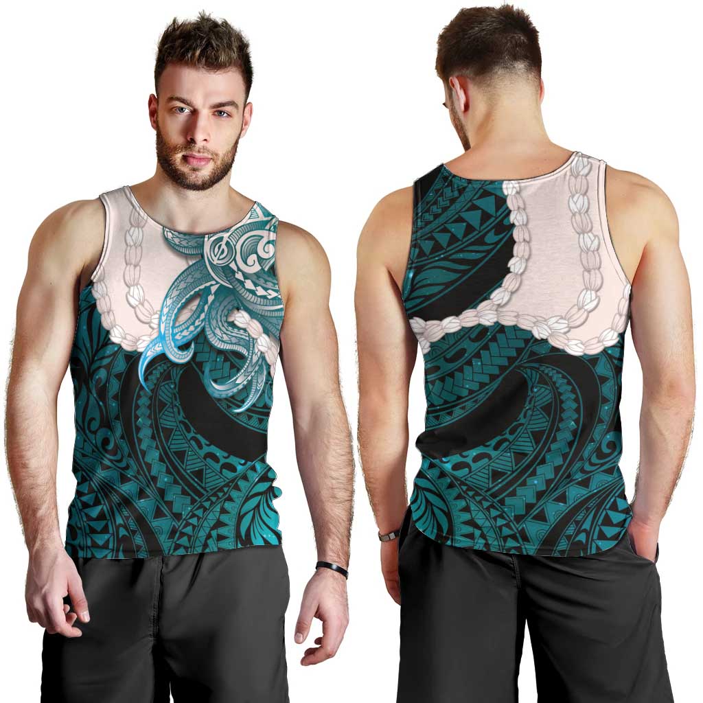 Teal Galaxy Polynesia Tribal Octopus Tattoo Men Tank Top Pikake Lei Polynesian Pattern LT14 - Polynesian Pride