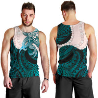 Teal Galaxy Polynesia Tribal Octopus Tattoo Men Tank Top Pikake Lei Polynesian Pattern LT14 - Polynesian Pride