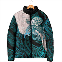 Teal Galaxy Polynesia Tribal Octopus Tattoo Padded Jacket Pikake Lei Polynesian Pattern LT14 - Polynesian Pride