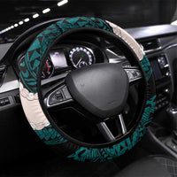 Teal Galaxy Polynesia Tribal Octopus Tattoo Steering Wheel Cover Pikake Lei Polynesian Pattern