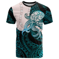 Teal Galaxy Polynesia Tribal Octopus Tattoo T Shirt Pikake Lei Polynesian Pattern