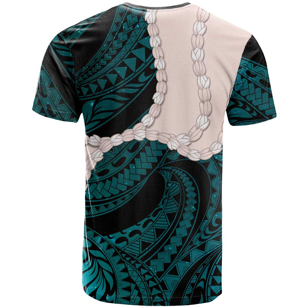 Teal Galaxy Polynesia Tribal Octopus Tattoo T Shirt Pikake Lei Polynesian Pattern