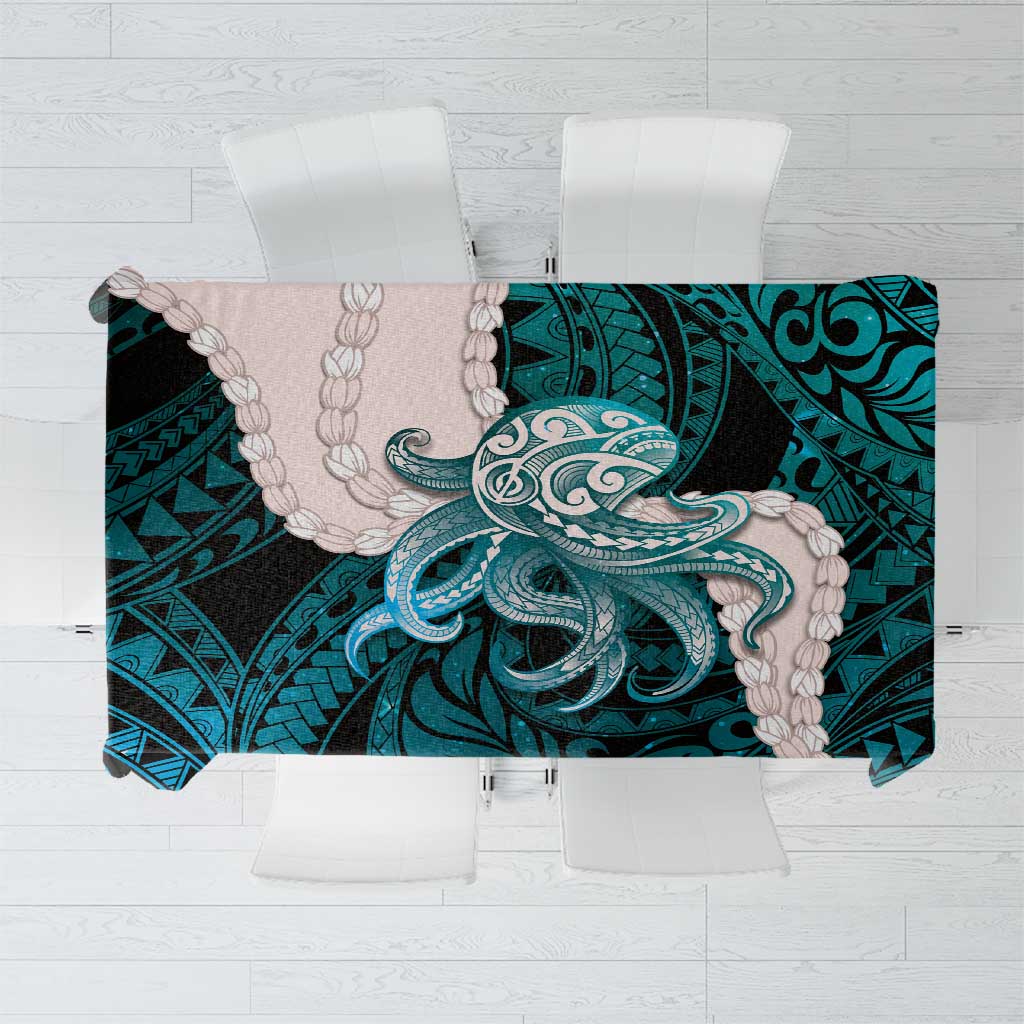 Teal Galaxy Polynesia Tribal Octopus Tattoo Tablecloth Pikake Lei Polynesian Pattern LT14 Teal - Polynesian Pride