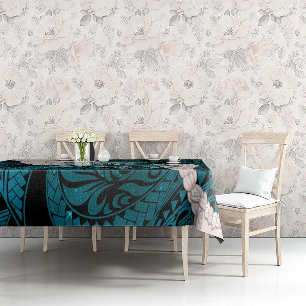 Teal Galaxy Polynesia Tribal Octopus Tattoo Tablecloth Pikake Lei Polynesian Pattern LT14 - Polynesian Pride