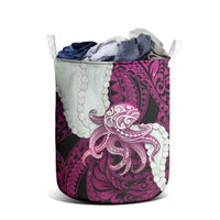 Pink Galaxy Polynesia Tribal Octopus Tattoo Laundry Basket Pikake Lei Polynesian Pattern
