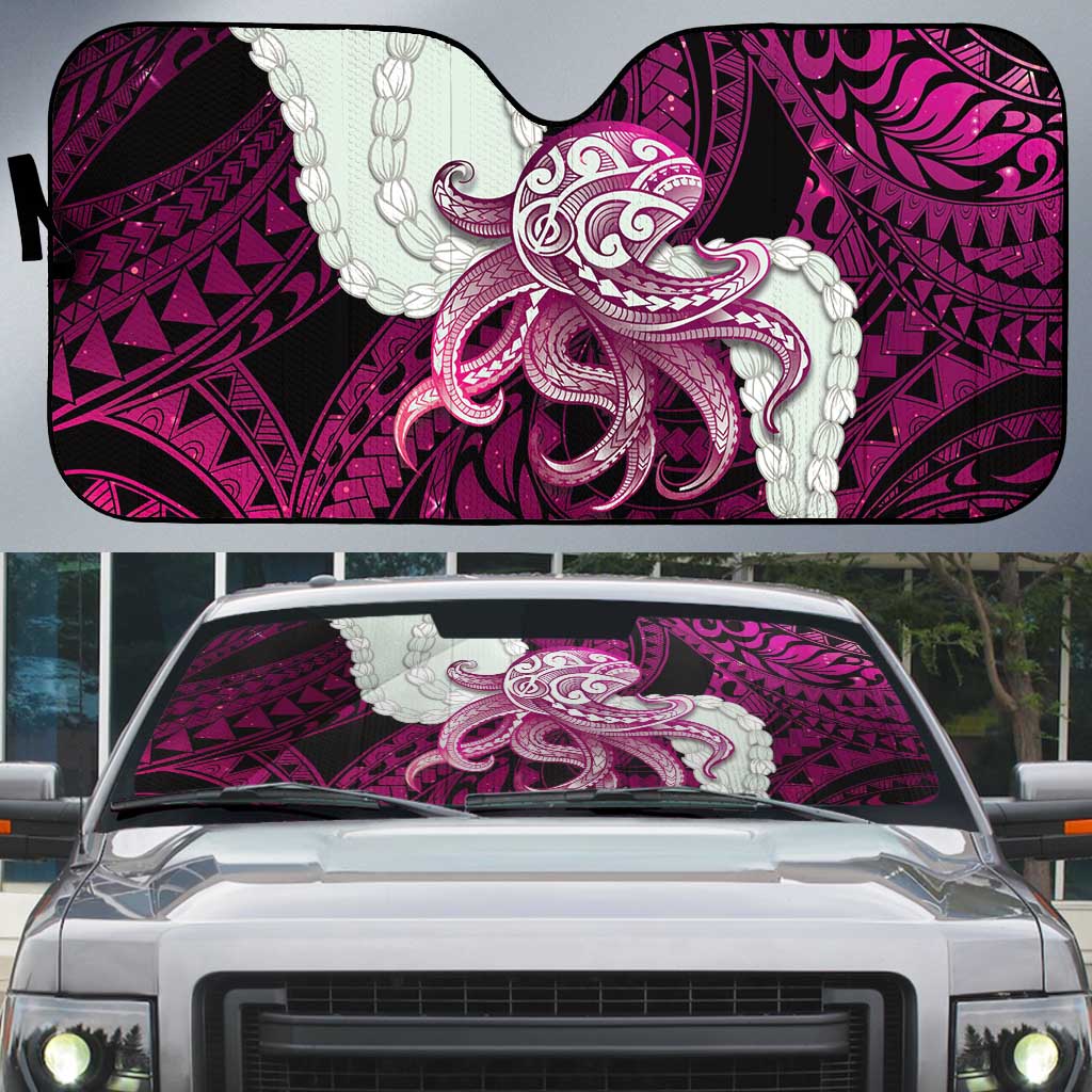 Pink Galaxy Polynesia Tribal Octopus Tattoo Auto Sun Shade Pikake Lei Polynesian Pattern LT14 Pink - Polynesian Pride