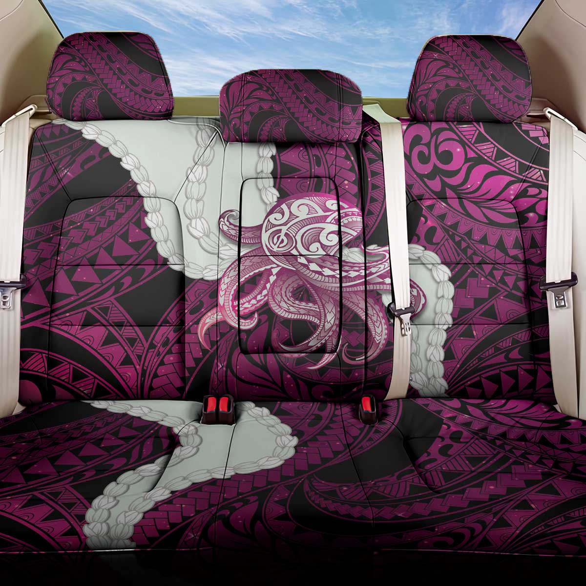 Pink Galaxy Polynesia Tribal Octopus Tattoo Back Car Seat Cover Pikake Lei Polynesian Pattern LT14 One Size Pink - Polynesian Pride