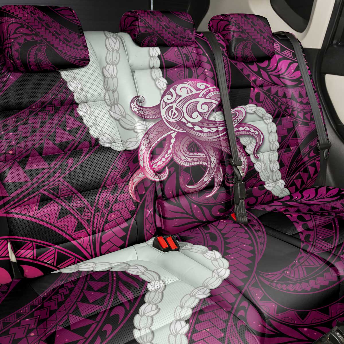 Pink Galaxy Polynesia Tribal Octopus Tattoo Back Car Seat Cover Pikake Lei Polynesian Pattern LT14 - Polynesian Pride