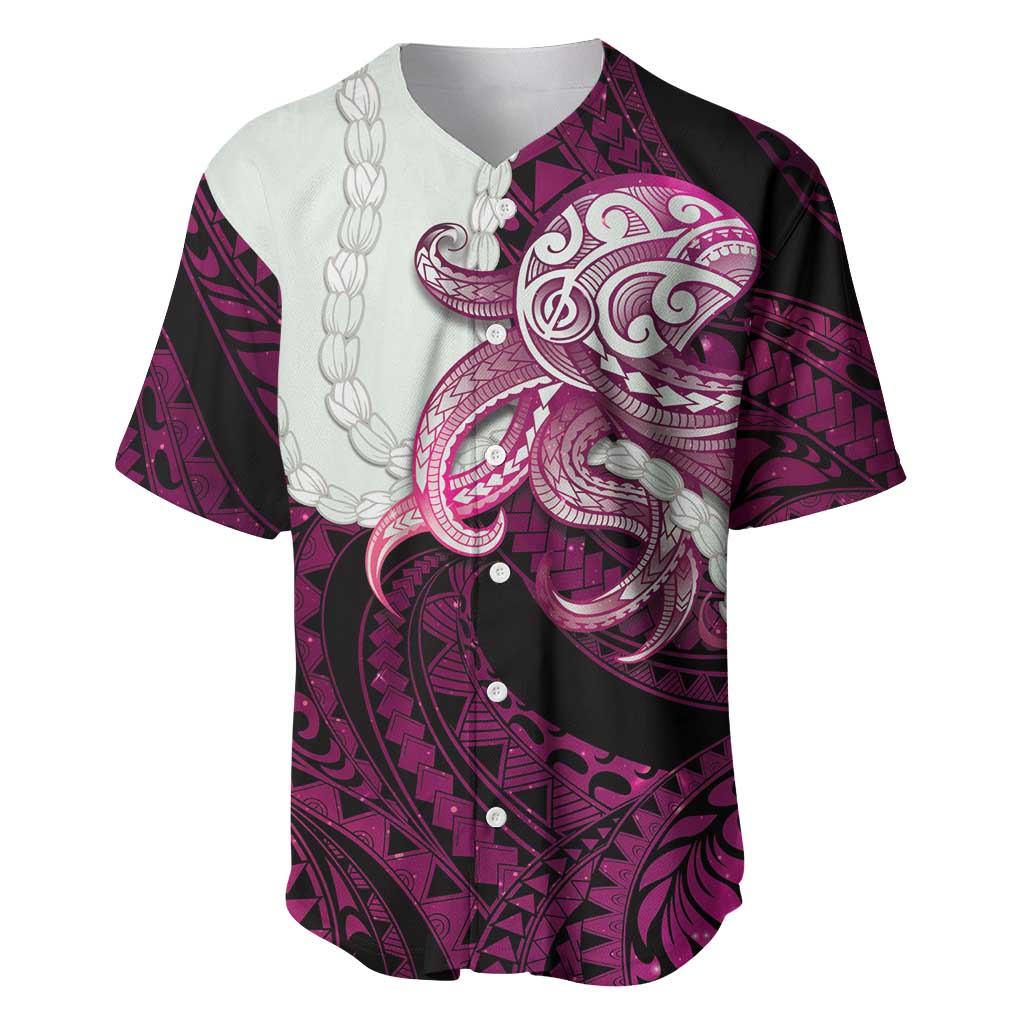 Pink Galaxy Polynesia Tribal Octopus Tattoo Baseball Jersey Pikake Lei Polynesian Pattern