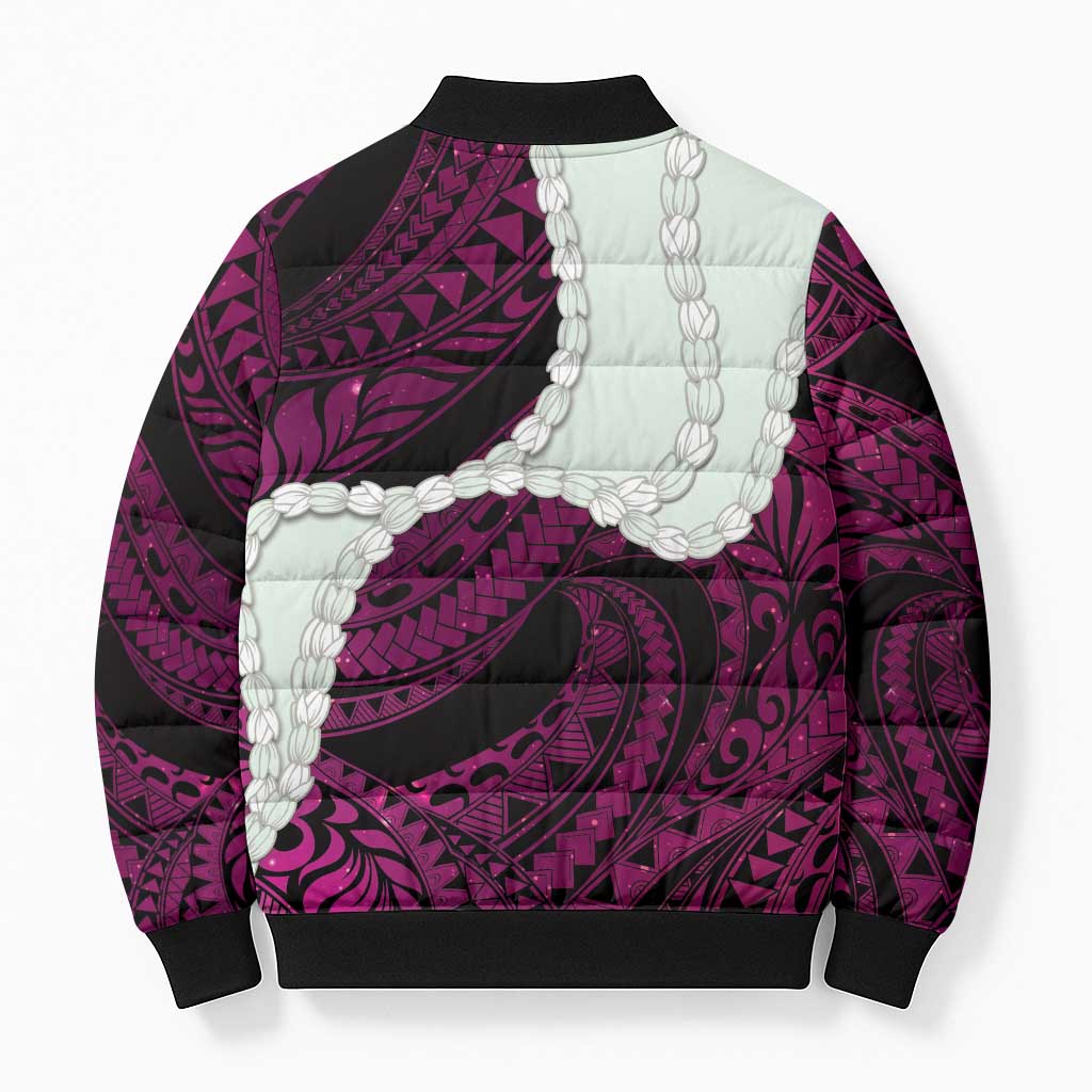 Pink Galaxy Polynesia Tribal Octopus Tattoo Bomber Puffer Jacket Pikake Lei Polynesian Pattern LT14 - Polynesian Pride