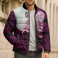Pink Galaxy Polynesia Tribal Octopus Tattoo Bomber Puffer Jacket Pikake Lei Polynesian Pattern LT14 - Polynesian Pride