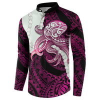 Pink Galaxy Polynesia Tribal Octopus Tattoo Button Sweatshirt Pikake Lei Polynesian Pattern