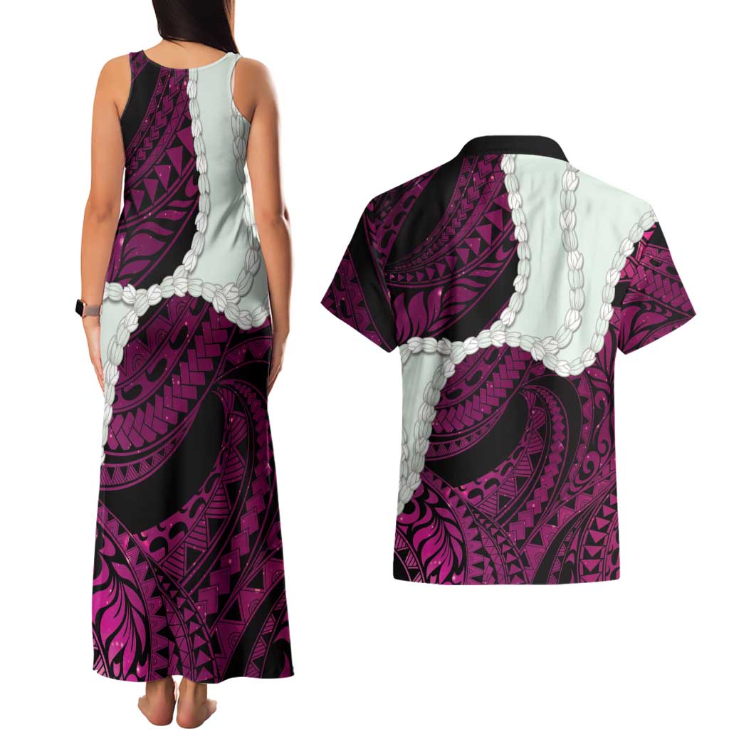 Pink Galaxy Polynesia Tribal Octopus Tattoo Couples Matching Tank Maxi Dress and Hawaiian Shirt Pikake Lei Polynesian Pattern LT14 - Polynesian Pride