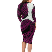 Pink Galaxy Polynesia Tribal Octopus Tattoo Family Matching Long Sleeve Bodycon Dress and Hawaiian Shirt Pikake Lei Polynesian Pattern LT14 - Polynesian Pride