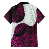 Pink Galaxy Polynesia Tribal Octopus Tattoo Family Matching Off The Shoulder Long Sleeve Dress and Hawaiian Shirt Pikake Lei Polynesian Pattern LT14 - Polynesian Pride