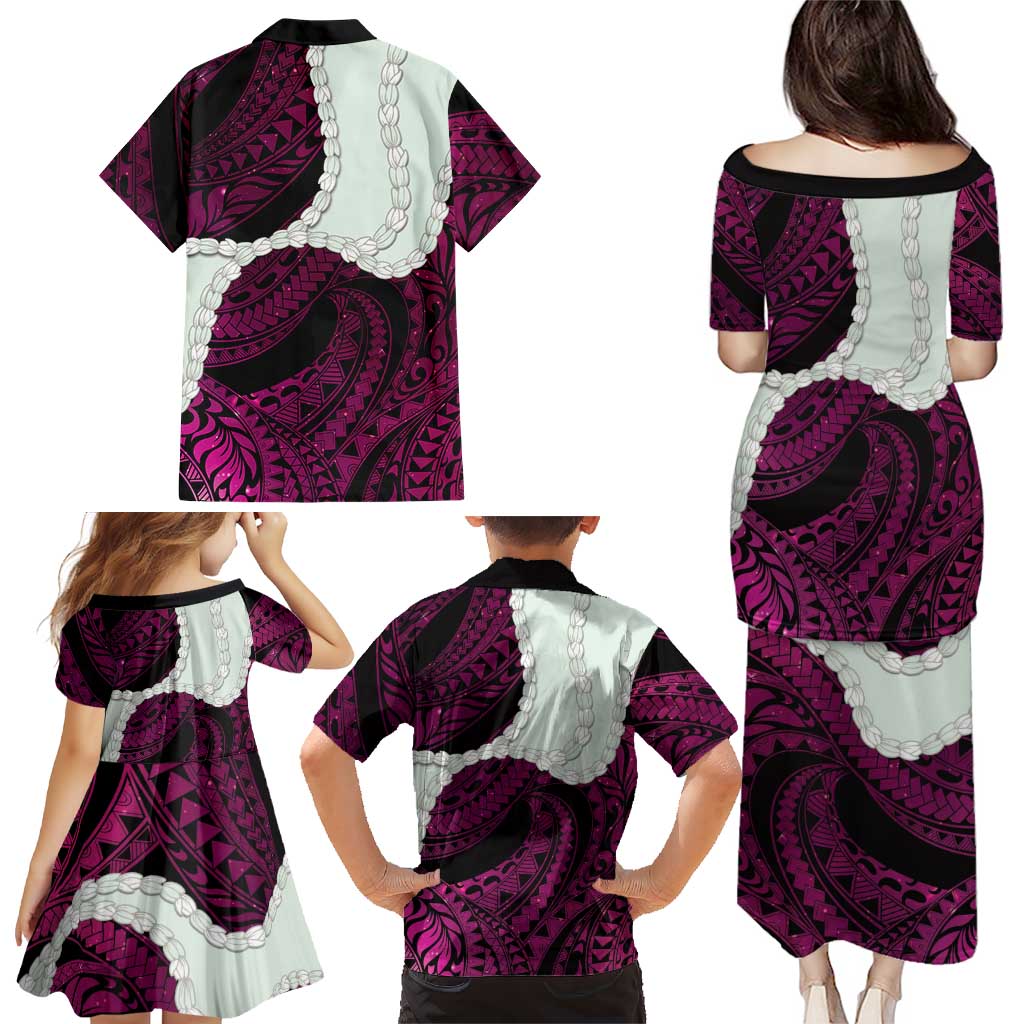 Pink Galaxy Polynesia Tribal Octopus Tattoo Family Matching Puletasi and Hawaiian Shirt Pikake Lei Polynesian Pattern LT14 - Polynesian Pride