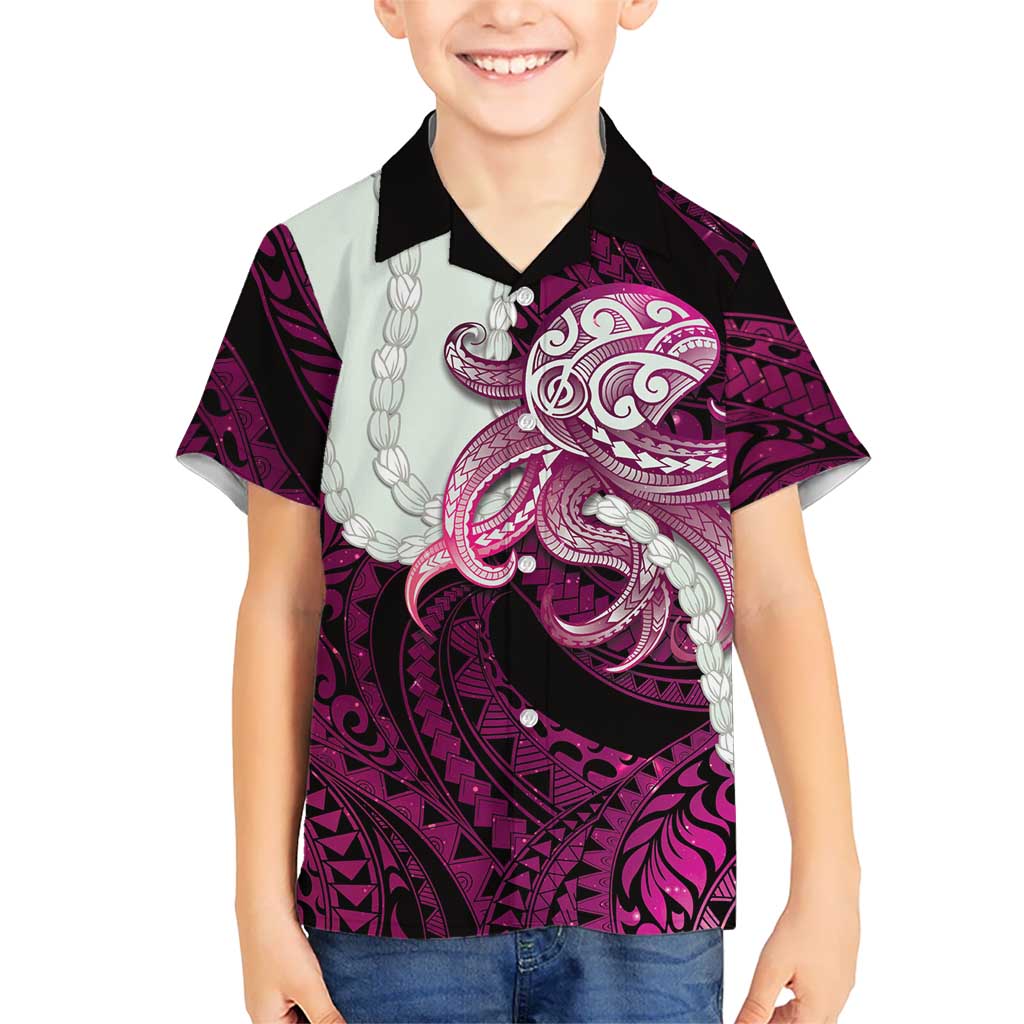 Pink Galaxy Polynesia Tribal Octopus Tattoo Hawaiian Shirt Pikake Lei Polynesian Pattern LT14 - Polynesian Pride
